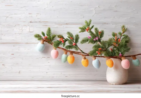 Pastel Colored Light Bulbs Garland on a White Wooden Background