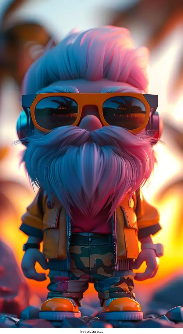 Cool 3D Grandpa with Sunglasses