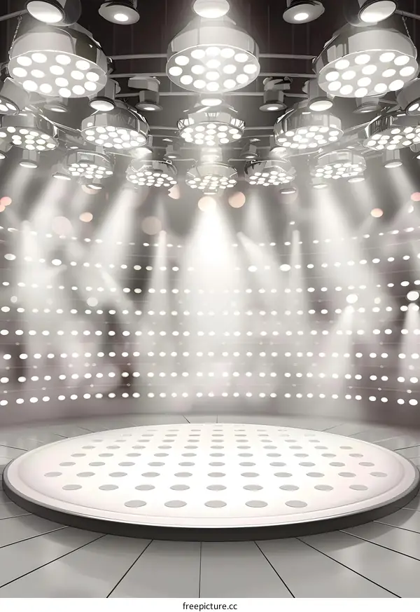 Empty Stage With Spotlights And Circle Platform