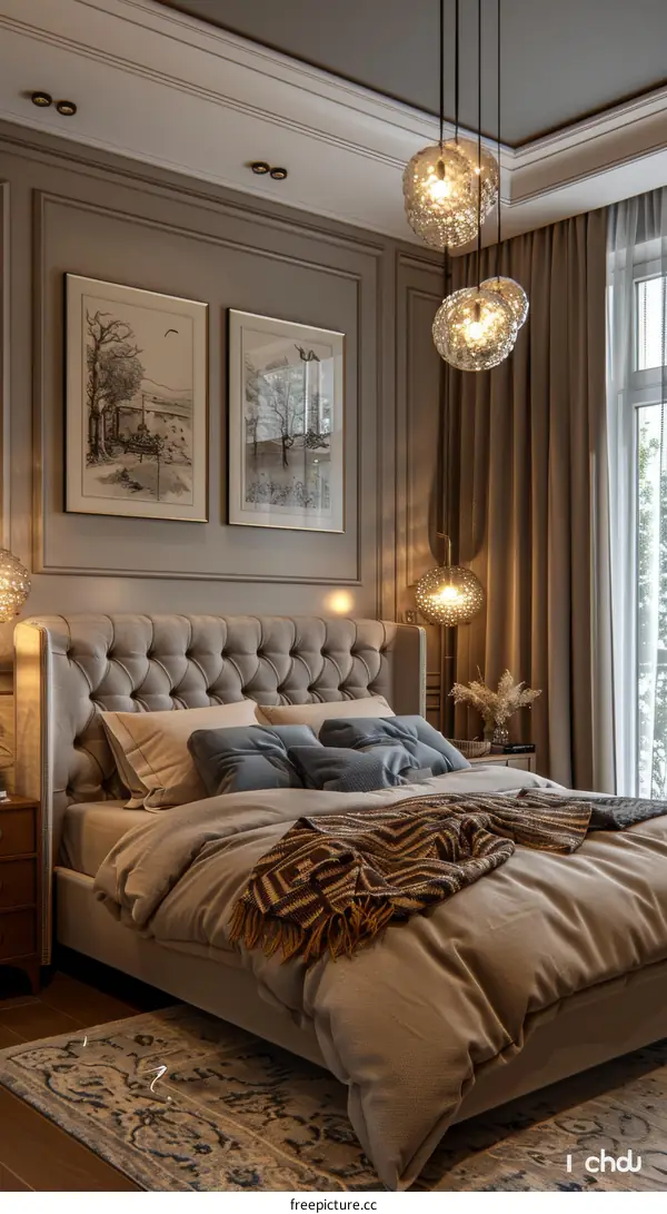 Elegant Bedroom Interior Design with Gold Accents