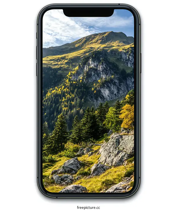 Mountain Landscape on Smartphone Screen