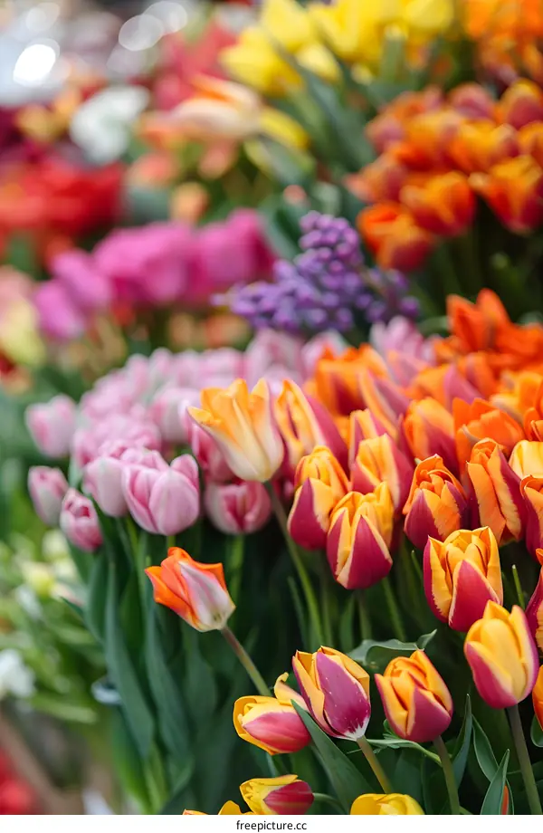 Colorful Tulips Bouquet Flower Background