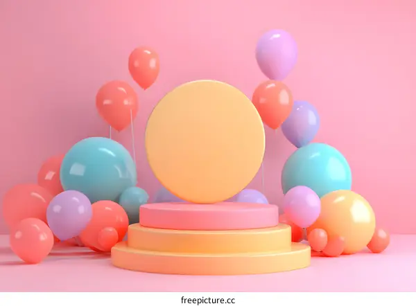 Pastel Balloon Background with Stage