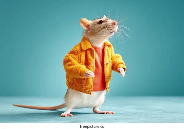 Fashionable Rat in Orange and Yellow Outfit