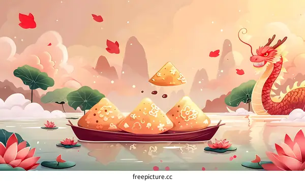 Dragon Boat Festival celebration with zongzi