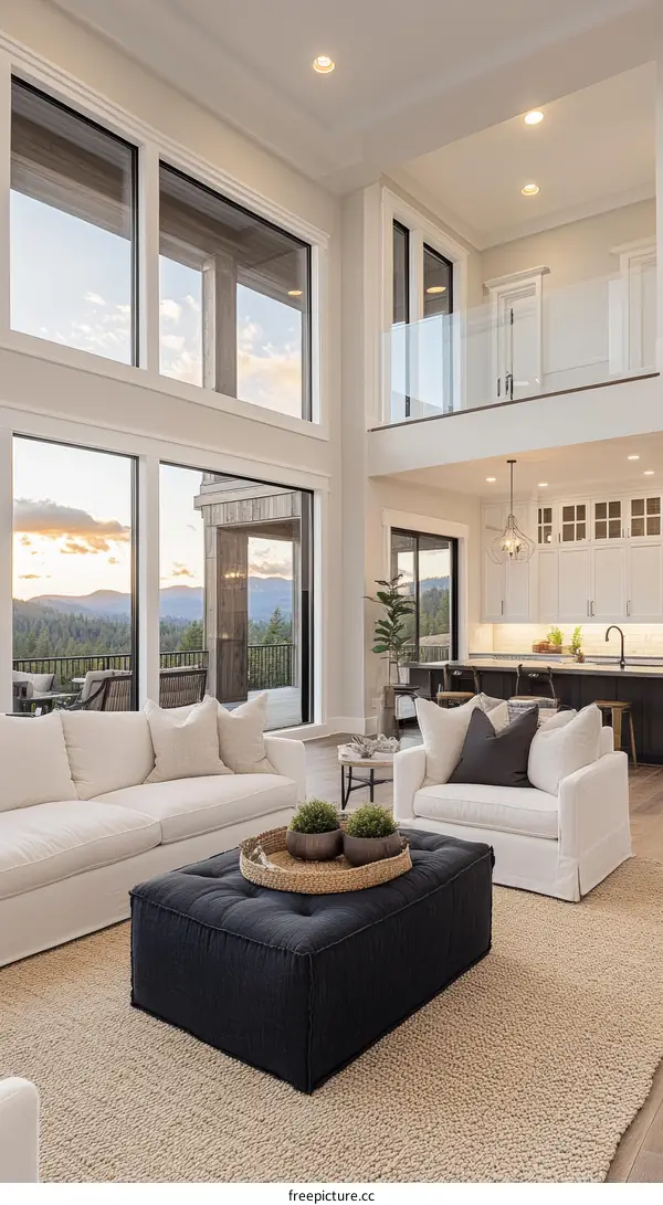 Modern Farmhouse Living Room with Large Windows