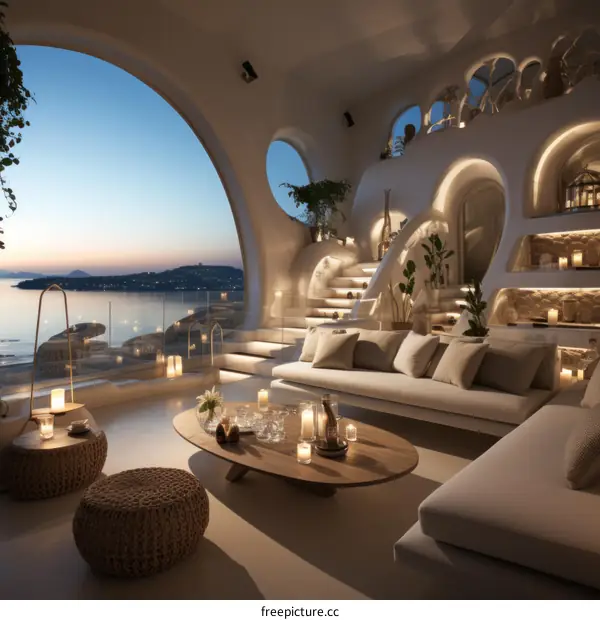 Luxury Villa Interior with Stunning Sea Views in Mykonos