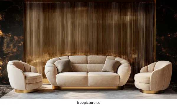 Luxury Beige Sofa and Armchair Interior Design