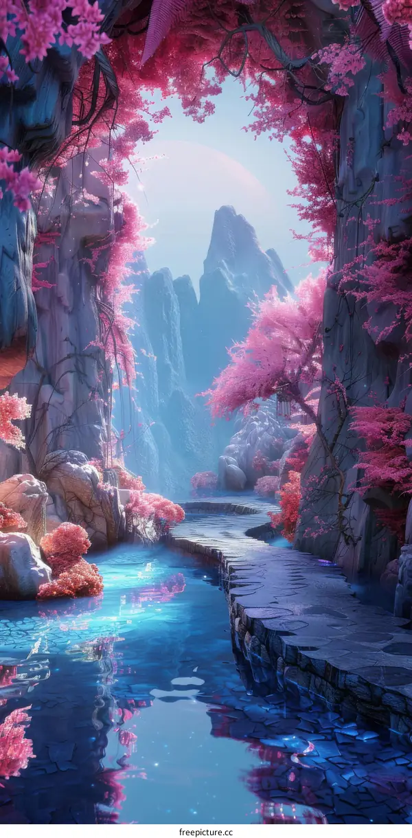 Fantasy Pink Tree Forest Landscape
