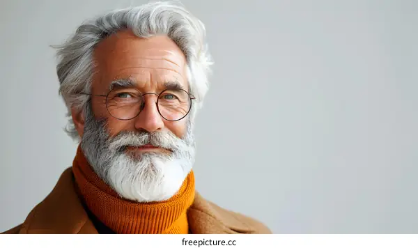 portrait of a senior man with grey hair and beard