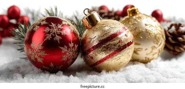 Christmas Ornaments Decorated with Snow