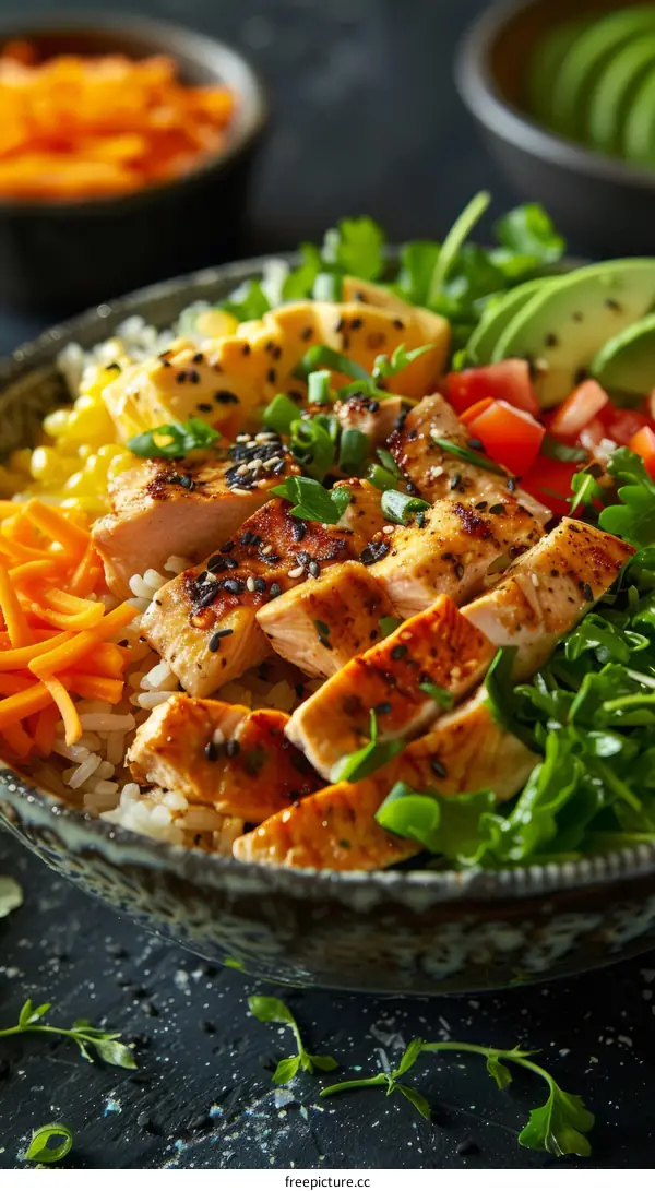 Healthy Chicken Teriyaki Bowl with Rice and Veggies