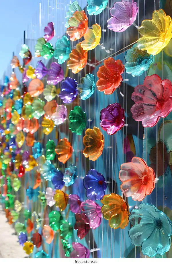 Colorful Glass Flowers Wall Art