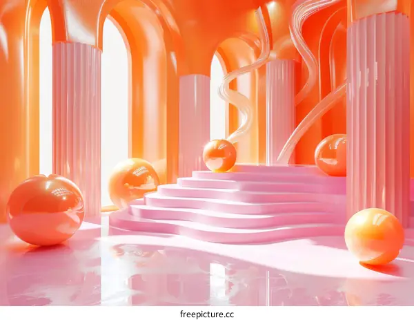 Abstract Interior Design Scene with Vibrant Colors