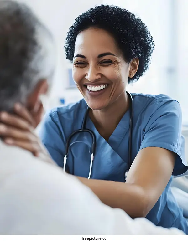 Smiling Doctor Comforting Patient