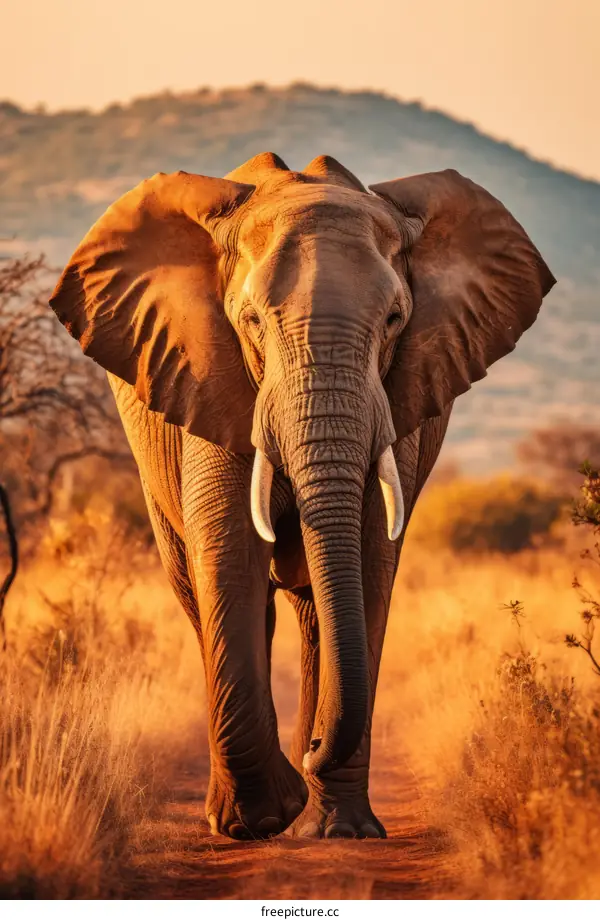 Elephant walking in the savanna