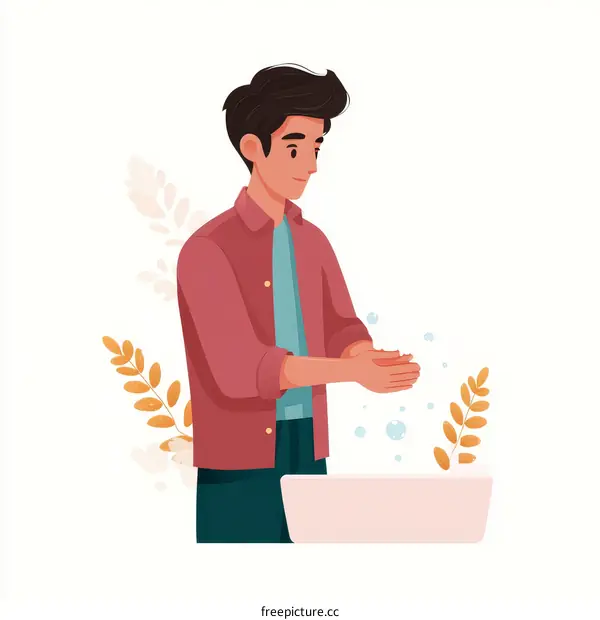 Illustration of Person Washing Hands
