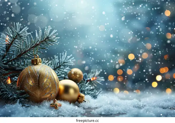 Christmas Ornaments with Snow