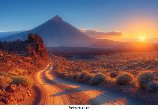 Sunset over the Teide volcano in Tenerife, Canary Islands, Spain