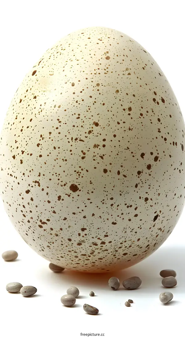 Ostrich egg with quail eggs