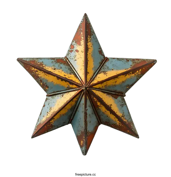 [Transparent Background PNG]Rustic Blue and Gold Star Metal Decoration
