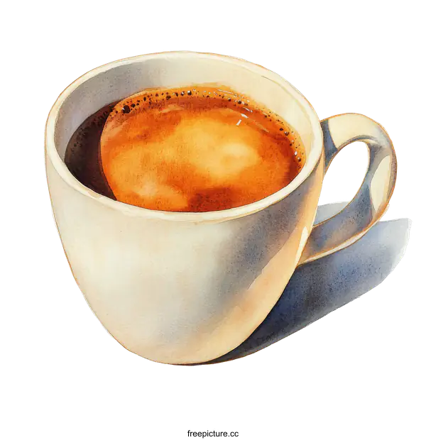[Transparent Background PNG]Watercolor Illustration of a Coffee Cup