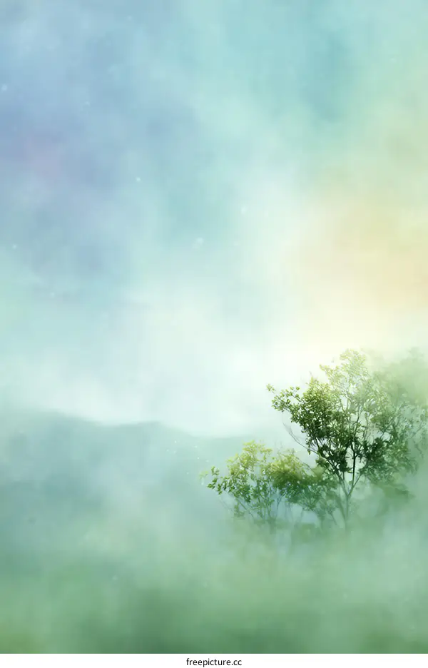 Misty Mountain Landscape Painting