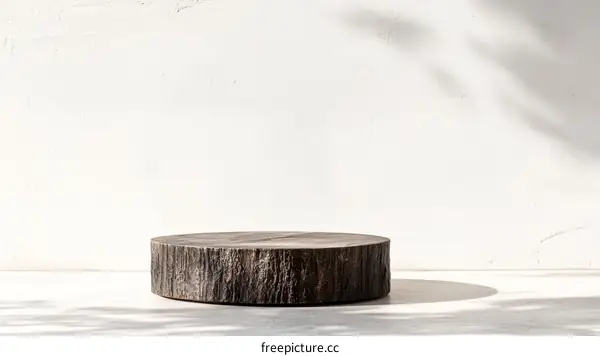 Natural Wooden Display Podium Against White Wall