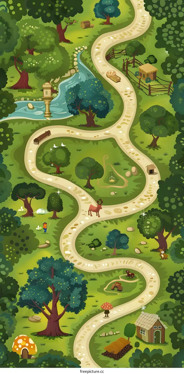 Fantasy Forest Winding Path with Magical Elements