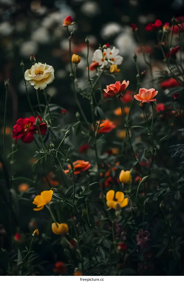 Colorful Flowers Blooming in Garden