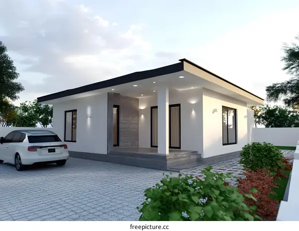 Modern Single Story Home with White Exterior