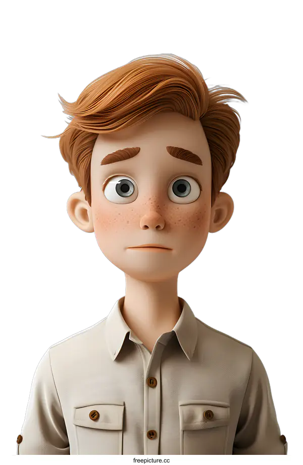 [Transparent Background PNG]Portrait of a Sad Boy