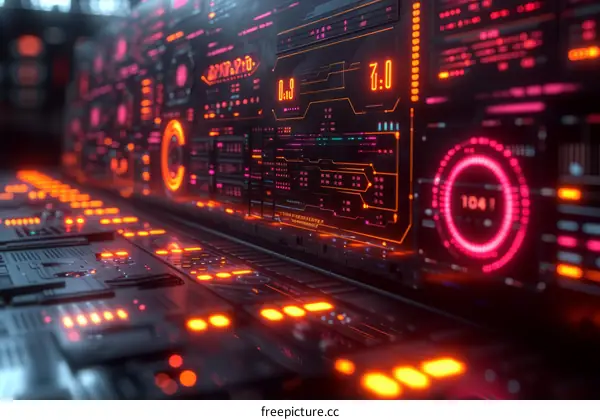 Futuristic spaceship control panel