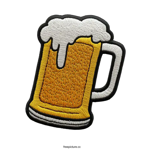 [Transparent Background PNG]Embroidered Beer Mug Patch Design