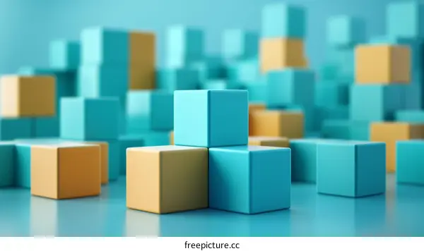 Three-dimensional building blocks of different colors