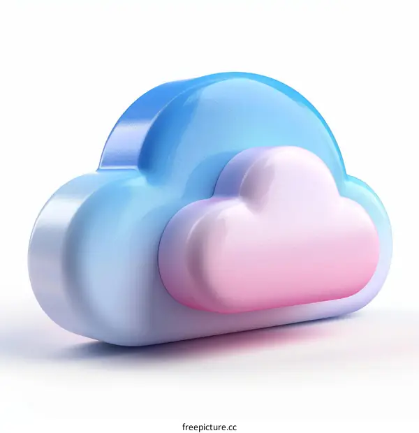 3D rendering of a blue and pink cloud icon