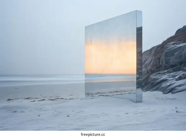 Reflective Structure on a Winter Beach