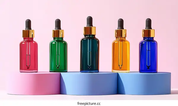 Colorful Glass Dropper Bottles Display