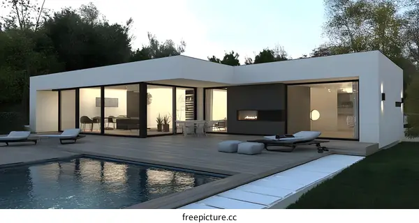 Modern Architecture House with Pool and Patio