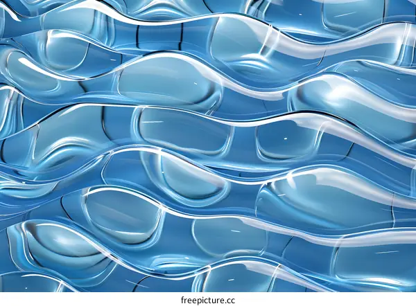 Abstract Blue Liquid Waves Seamless Pattern
