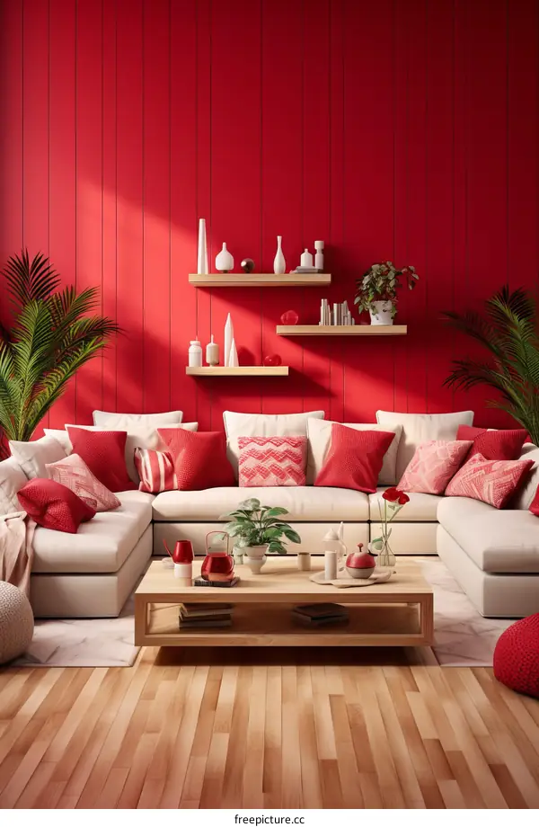 red living room interior design