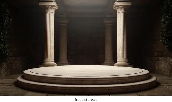 Ancient Roman Columns and Stage Area Illustration