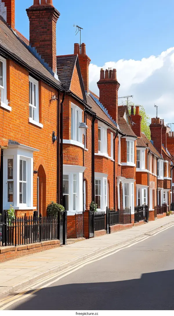 Row of Classic Terraced Houses on a Sunny Day