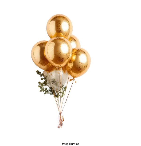 [Transparent Background PNG]Golden Balloons Decoration