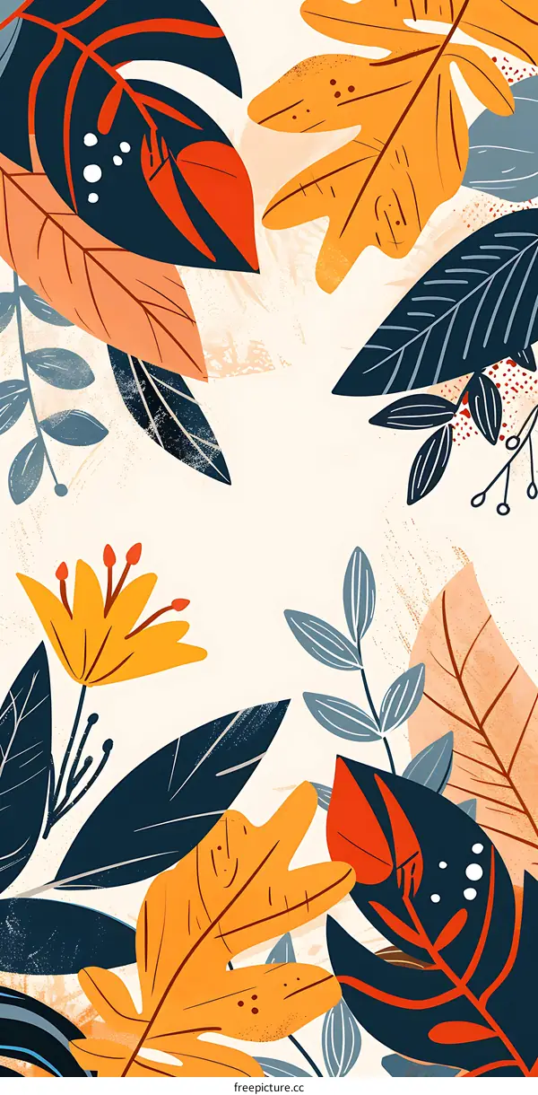 Colorful Floral and Leaf Pattern Design