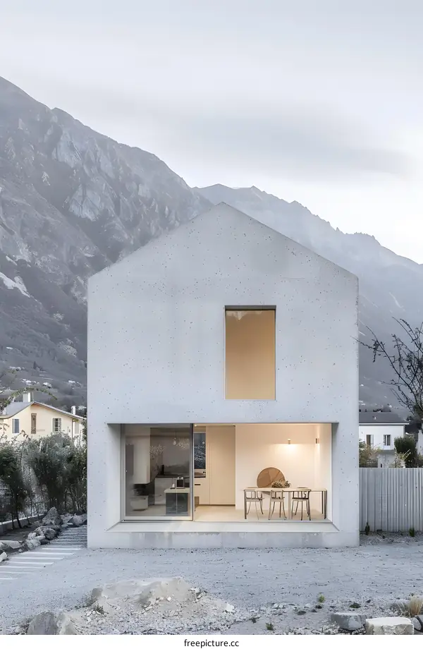 Modern Concrete House with Mountain View