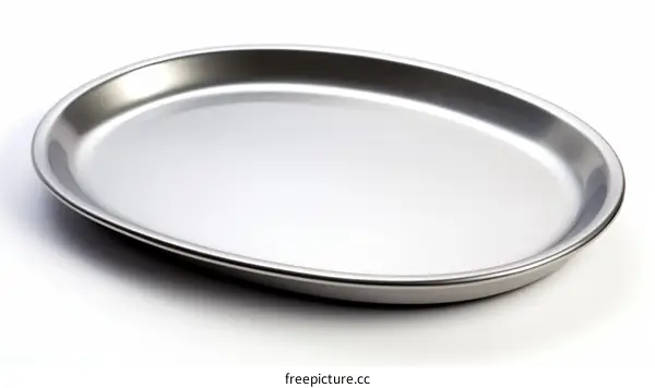 An illustration of a stainless steel oval serving tray
