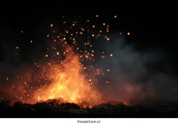 Fiery Sparks Dance in the Night