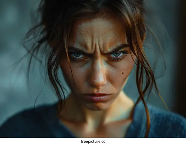 Close-up Portrait of an Angry Woman
