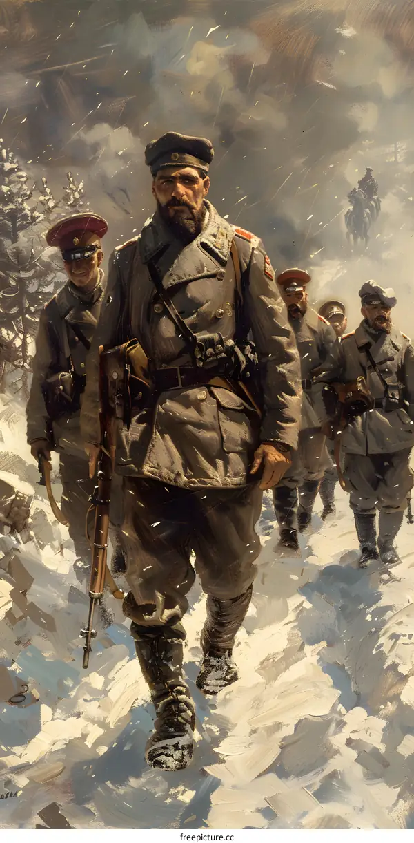 Russian soldiers in the snow